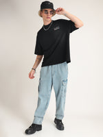 Jet Black Rave Oversized T-Shirt Model view | Weezy