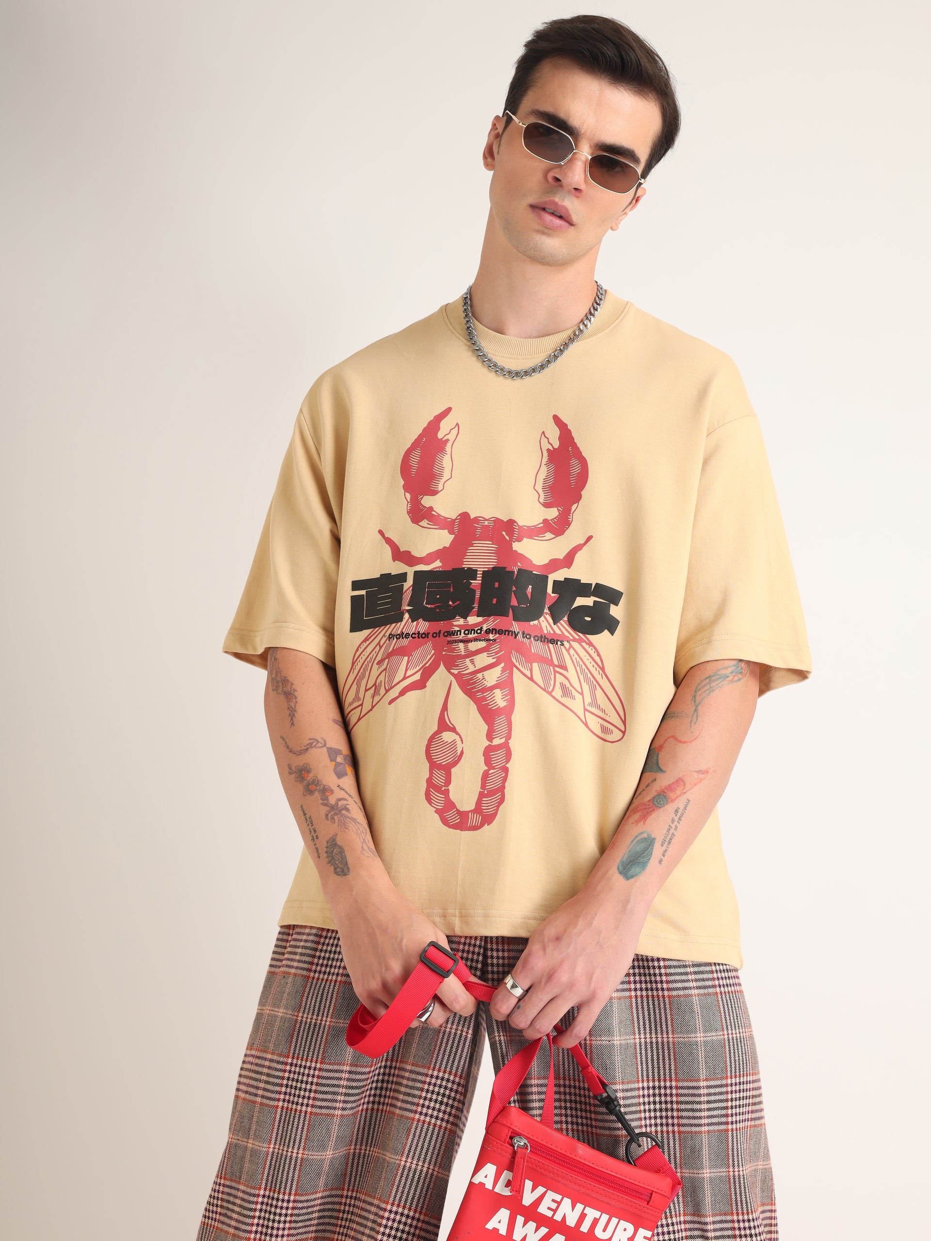 Beige Scorpion Oversized T-Shirt