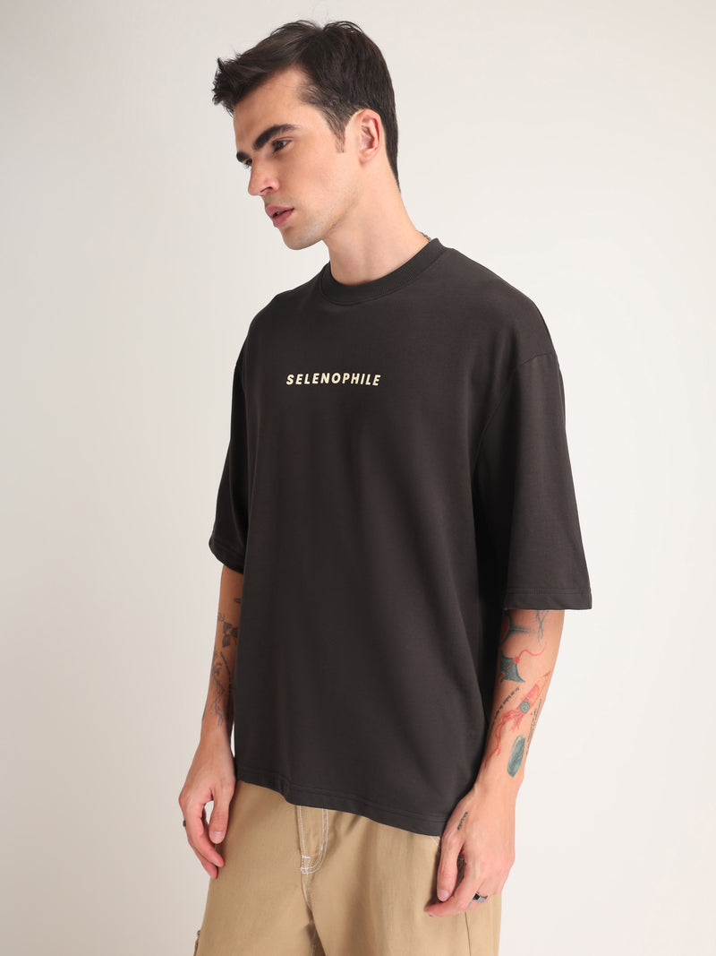 Chocolate Brown Selenophile Oversized T-Shirt Lifestyle view | Weezy