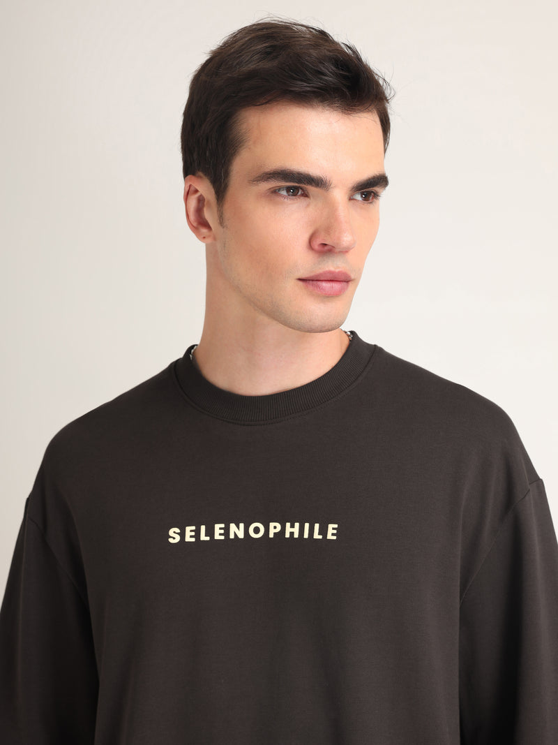 Chocolate Brown Selenophile Oversized T-Shirt Close-up | Weezy