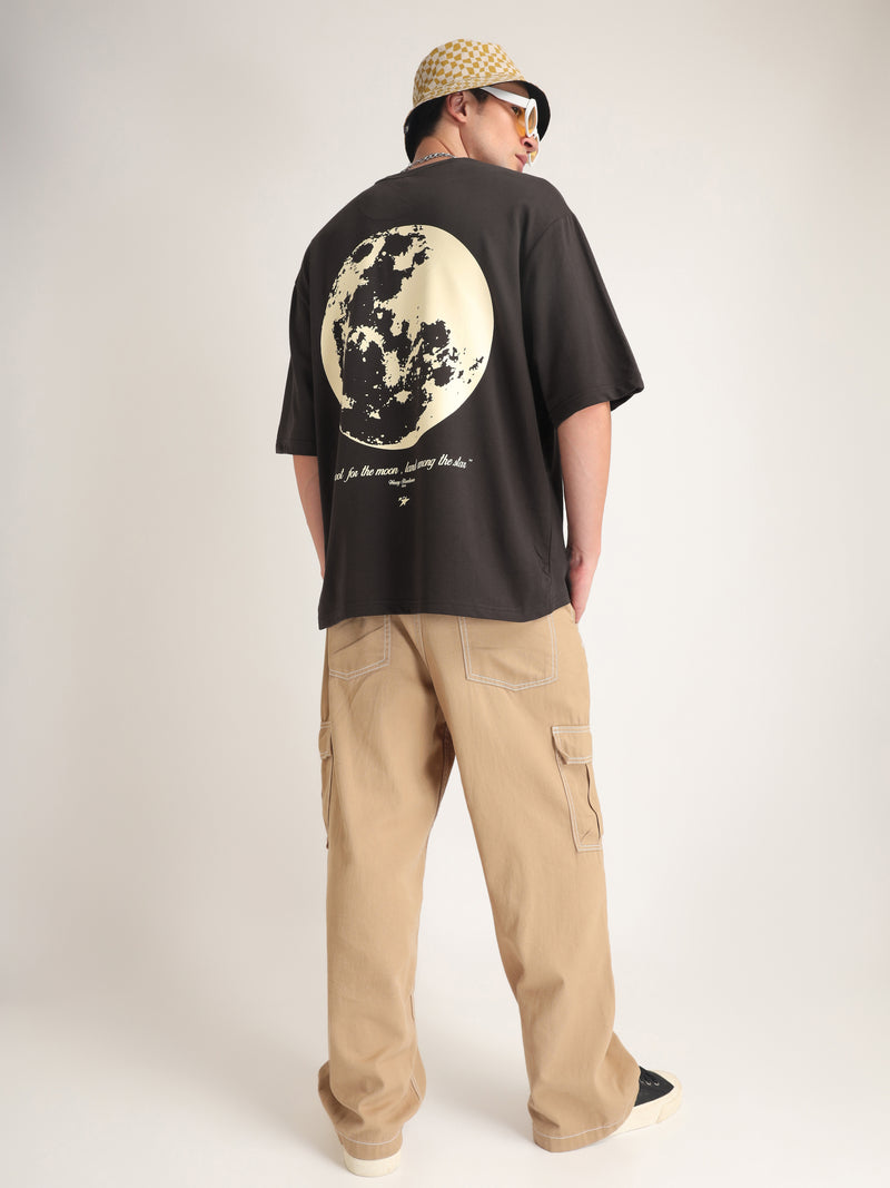 Chocolate Brown Selenophile Oversized T-Shirt Model view | Weezy