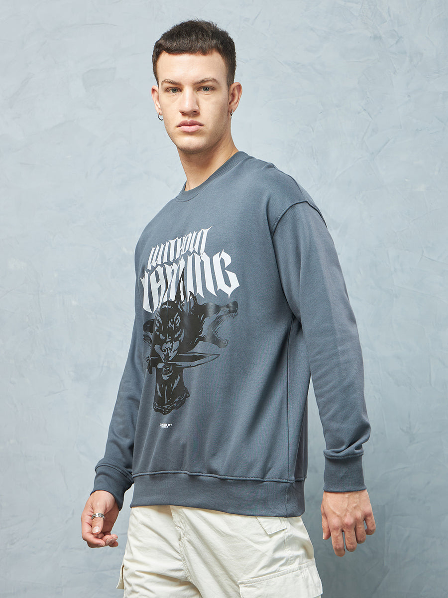 Cool Grey Without Warning Sweatshirt Lifestyle view | Weezy