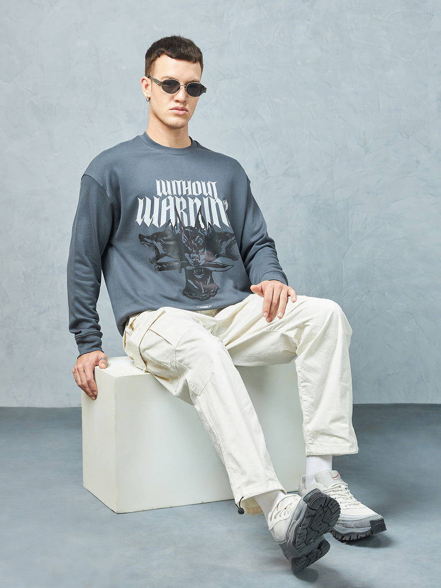 Cool Grey Without Warning Sweatshirt Back view | Weezy